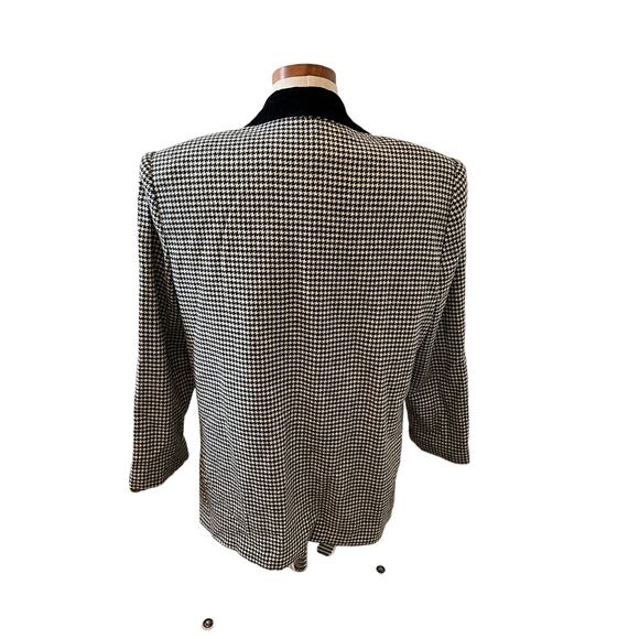 Vintage Sag Harbor Oversized Houndstooth Blazer Velvet Trim 12 - Picture 4 of 6